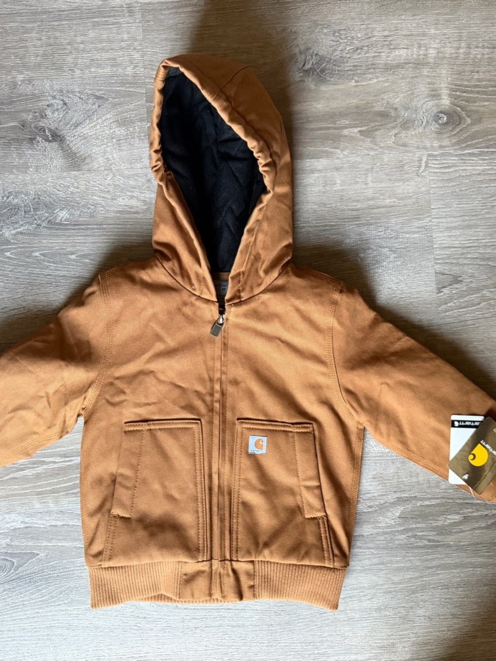 NWT Carhartt Kids Tan Hooded Canvas Jacket 3T